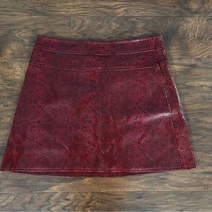 Zara Red Snakeskin Leather Mini Skirt